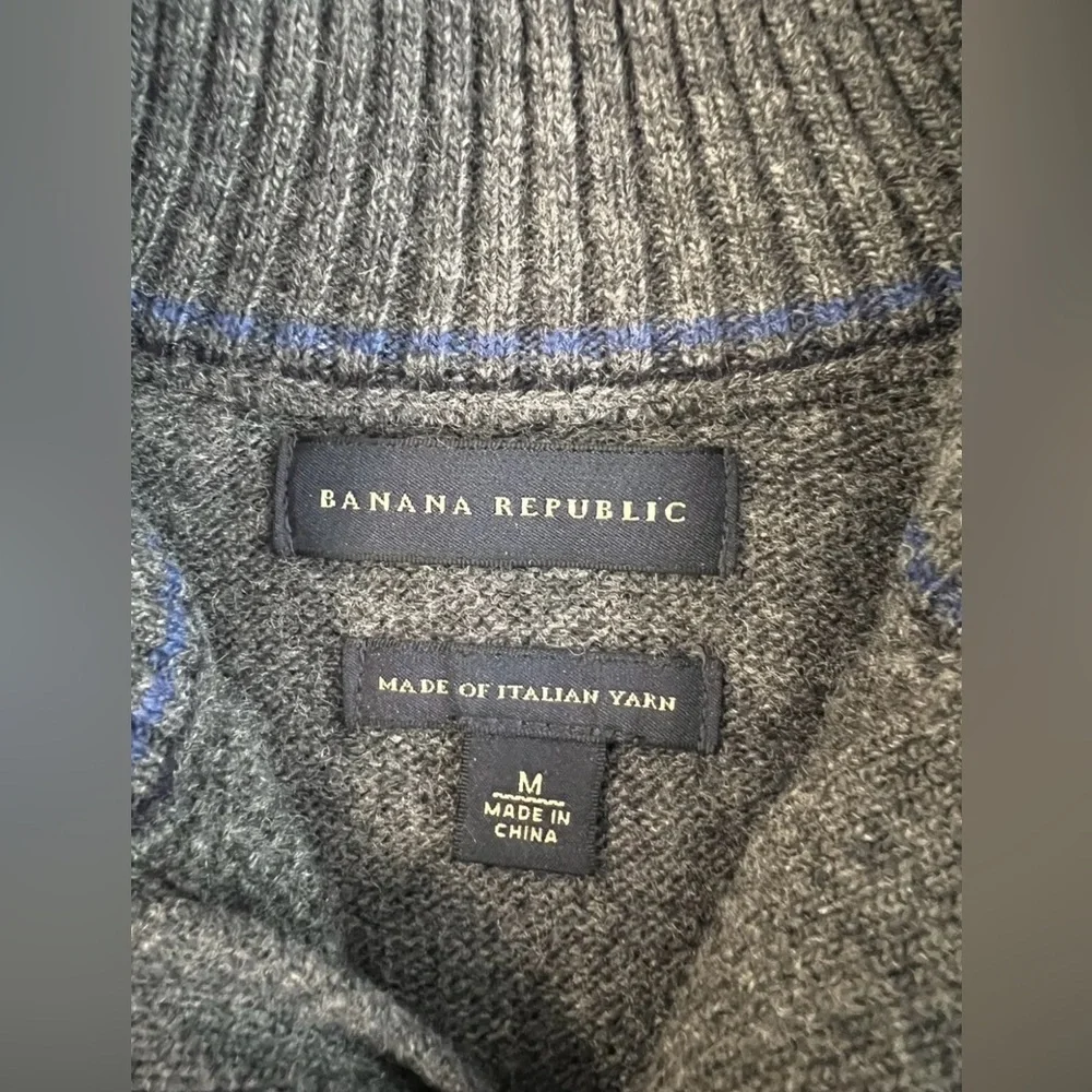 Banana Republic‎ Made Of Italian Yarn 80% Merino Wool  Gray Sweater Size M Men’s